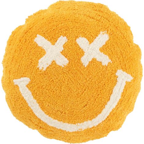 Coussin Déco Tufté Smiley "Polly" 45cm Orange (1/3)