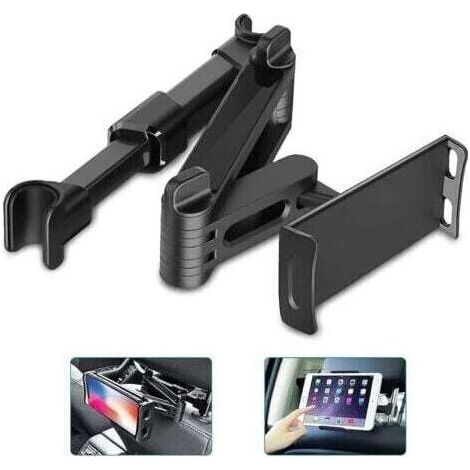 Support de coussin arrière de voiture, support télescopique pour siège arrière de voiture, adapté aux téléphones portables et tablettes, noir (1/5)