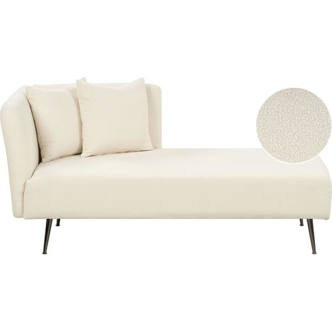 Linksseitige Chaiselounge RIOM Bouclé Cremeweiß