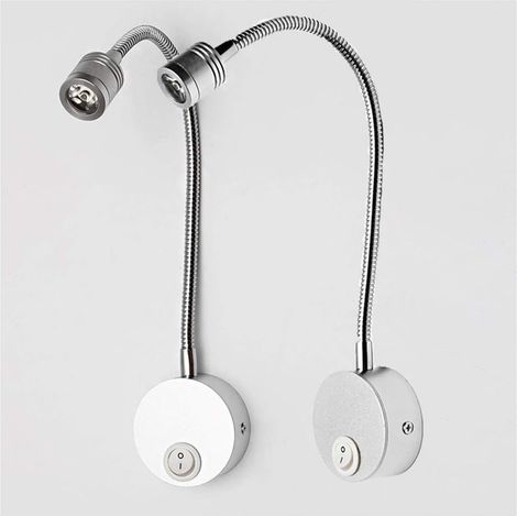 Lot de 2 lampes lecture LED 3 W, fixation murale, avec (1/5)