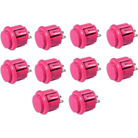 Lot de 10 boutons d'arcade réactifs de 24 mm, roses (1/5)