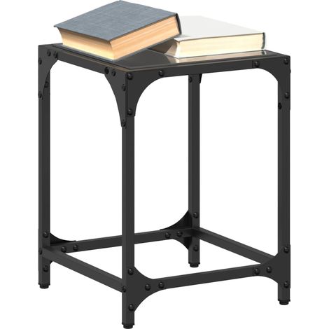 Couchtische mit Glasplatte 2 Stk. Schwarz 30x30x40 cm Stahl