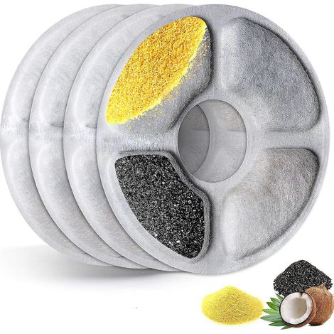 Lot de 4 filtres de rechange pour distributeur d'eau pour animaux, compatibles avec la plupart des distributeurs, pour chiens et chats, résine échangeuse d'ions (1/4)