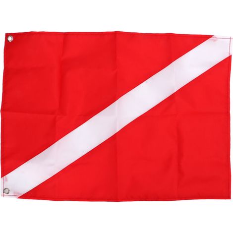 Rechteckige, rot-weiße 50x35cm Taucherflagge für Freitauchen und Speerfischen (1/5)