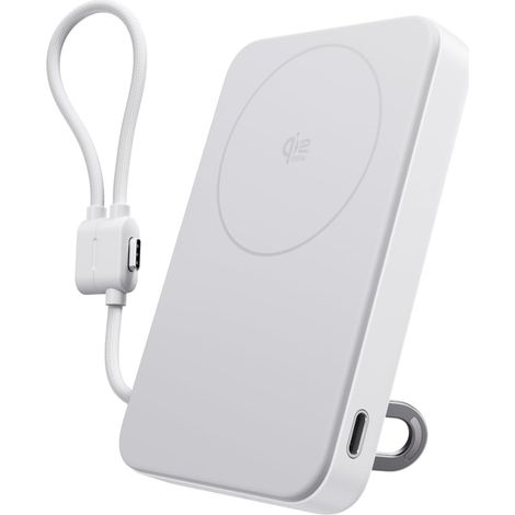 Magnétique Powerbank 10000mAh 25W avec Câble USB C 36W, Certifié Qi2.2 Batterie Externe Magnétique sans Fil Power Bank Rapide Chargeur pour iPhone 17/16/15 Pro Max Blanc (1/5)
