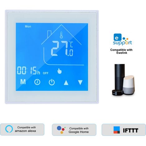 Zoternen Smart Wi-Fi-Thermostat, Temperaturregler, LCD-Display, wöchentlich programmierbar, für Wasser-/Gaskessel, Ewelink-App-Steuerung, kompatibel mit Alexa Home.