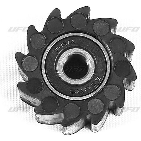 Rodillo de cadena UFO para Kawasaki KXF 450 '19-'20, color negro, dentado (8X38X24MM) 79-5014
