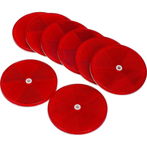Réflecteur Ronde - 83 Mm - Vis Fixation 20 Mm - Pour Remorque Caravane Camion - Rouge - Lot De 1 (1/5)
