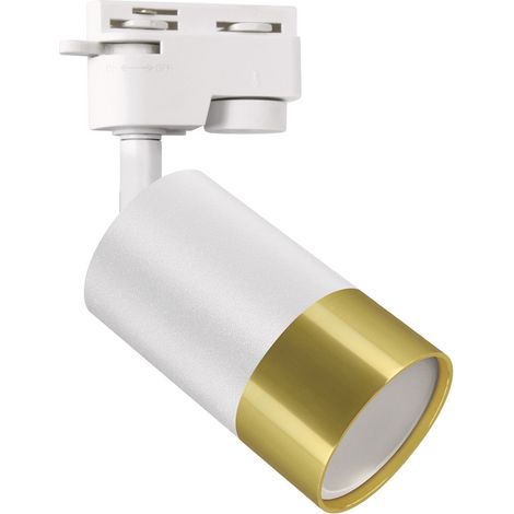 Luminaire sur rail GU10 35W blanc-or trombone TRA Ideus 04087 (1/2)