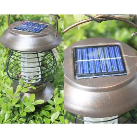 Lampe anti-moustiques solaire 2 en 1, piège à insectes et mouches, lanterne de camping portable USB, lumière UV anti-moustiques, mites et mouches (1/5)