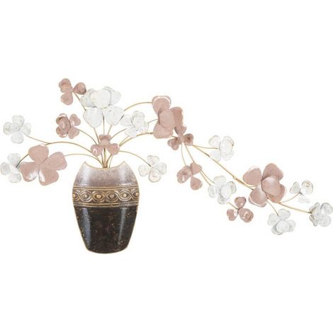 Pannello vaso decorativo con fiori in ferro per decorazioni ambienti (1/5)