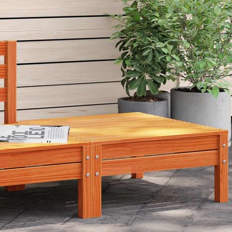 Repose-pied de jardin en bois de pin massif cire marron pouf modulable 63,5 x 63,5 x 28,5 cm - PANGIVO (1/5)