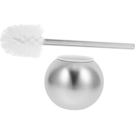 Brosse WC Acier Inoxydable avec Support de Rangement Tête Ronde Drainante (1/5)