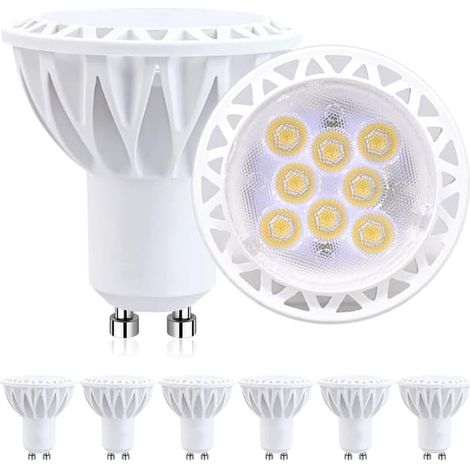 Ampoules LED GU10 à 2 broches, spot 6000K, 5W, lot de 6, pour éclairage sur rail encastré. (1/5)