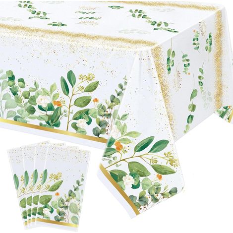 Lot de 4 nappes de Table en Feuilles d'eucalyptus avec Feuilles de Sauge Verte – 219,4 x 139,9 cm nappes de Verdure Sauge Baby Shower, pour fête prénatale, Anniversaire, décoration de Table (1/5)