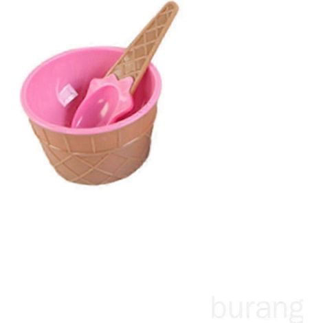 Ensemble de pot à glace/yaourt glacé en plastique avec cuillère et bol à dessert (couleur aléatoire) (1/5)