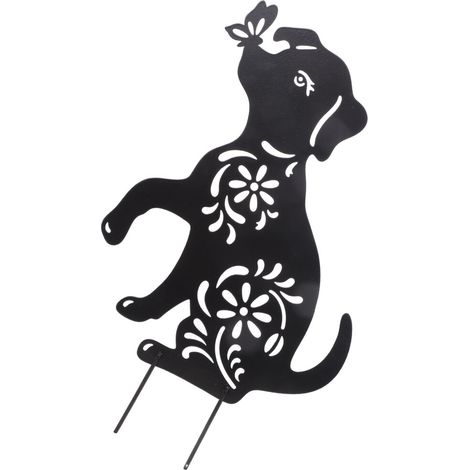 Estacas decorativas de jardín con siluetas: cabeza erguida, perro