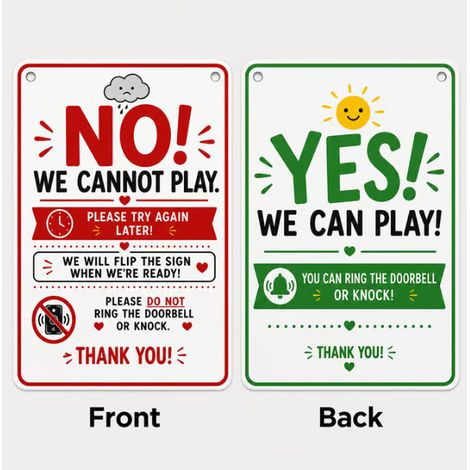 New reversible metal playtime sign, suitable for families and children's play areas - as shown 2030cm - as shown