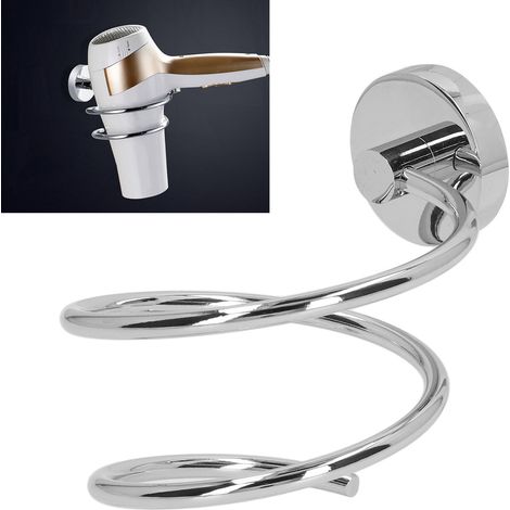 Support de sèche-cheveux simple en acier inoxydable 304, étagère de rangement pour salle de bain, cintre pour sèche-cheveux, support pour sèche-cheveux avec base en cuivre et finition chromée.