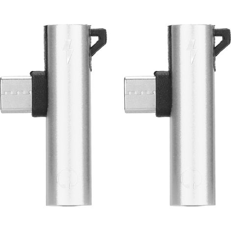 Adaptateur USB-C vers Jack Audio 3,5mm 2-en-1 avec Charge, Compatible Téléphone et Tablette, Argent (1/5)