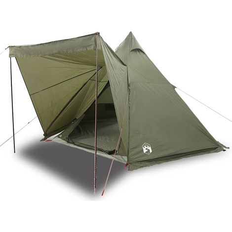 vidaXL Tienda campaña familiar tipi 6 personas impermeable verde oliva (1/2)
