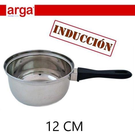 12 cms cazo cacillo economico  inoxidable  para induccion con mango negro arga