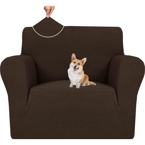 AMXCNOY Housse de canapé 1 places extensible - universelle stretch élastique, Marron