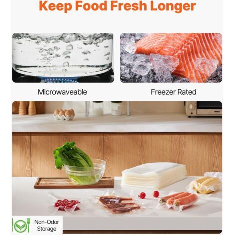 Lot de 100 sacs de conservation sous vide, 15 cm x 25 cm – Résistants à la déchirure – Compatibles avec toutes les machines sous vide – Conservation optimale de la fraîcheur (1/3)