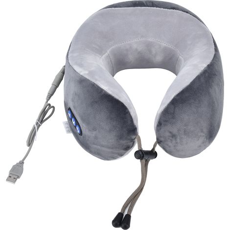 Oreiller Massant Cervical Electrique, Coussin de Massage pour Nuque avec Mousse Mémoire, Charge USB - Bureau, Chambre, Voiture (Gris) (1/5)