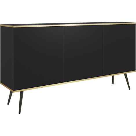 Cassettiera, Nero, gambe nere, 160 x 85 x 39 cm (1/4)