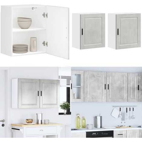 Armarios pared para cocina 2 uds Porto gris hormigón - Armario de pared - Almacenamiento de cocina