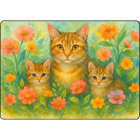 Planche à découper verre chats fleurs 28,5 x 20 cm (1/2)