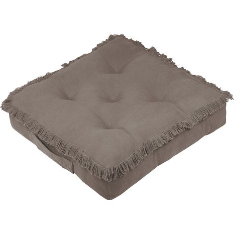 Coussin de sol Taupe Franges en coton Uni (1/2)