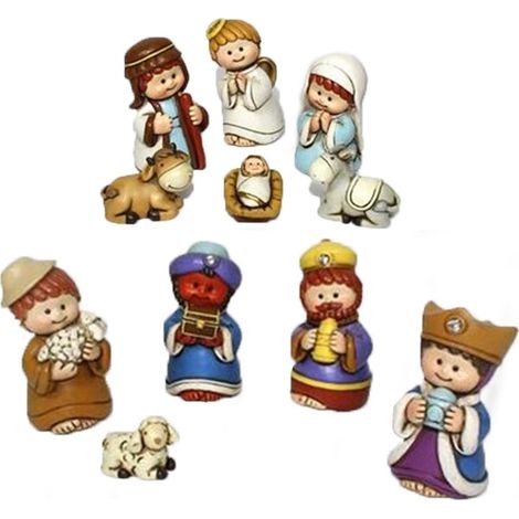 Natività sacra famiglia presepe completo pastorelli statuine decorazioni natale set da 11 cm 7 addobbi idea regalo (1/5)
