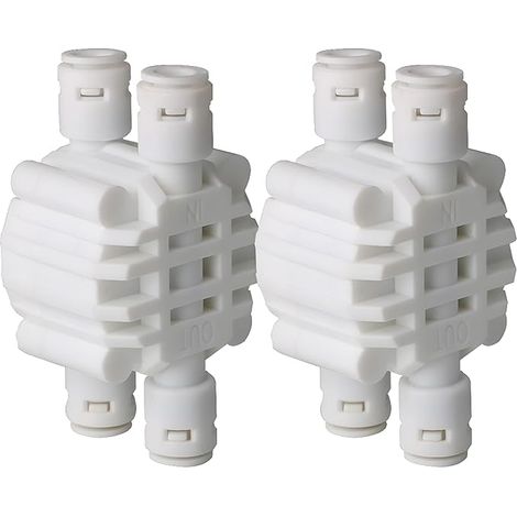 Valve de fermeture automatique à 4 voies de 1 / 4 pouce en 2 pièces avec raccord Push - in pour système de filtration d'eau RO par osmose inverse