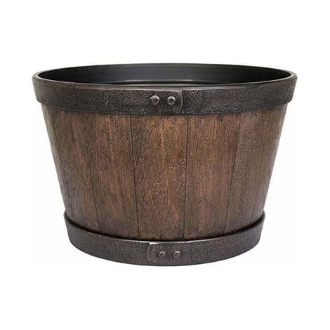 33cm Small Oban Whiskey Barrel - Plastic - L33 x W33 x H20 cm - Dark Oak