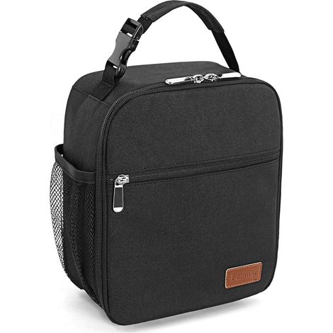 Boîte à lunch pour hommes, femmes et adultes, sac à lunch portable et réutilisable, noir (1/4)