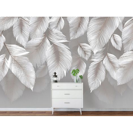 Fototapete Blätter Grau Beton Abstrakt, für Wohnzimmer und Schlafzimmer, 150 x 105 cm – Komplettset inkl. Kleister & Anleitung (1/5)