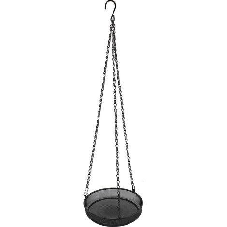 Mangeoire oiseaux extérieure jardin cour capacité 1.36 kg treillis métal fin revêtu poudre avec chaîne suspension plateau (1/5)