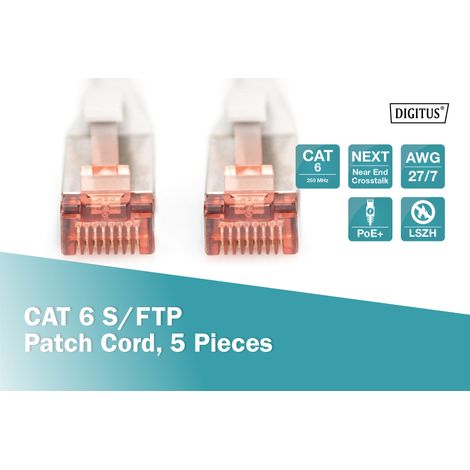 Digitus Cat 6 S-ftp Patch Cable Cu Lszh Awg 27/7 Length 15m 5pack