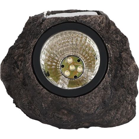 Lanterne Solaire Extérieure LED Étanche Imitation Pierre pour Jardin Pelouse Décor Éclairage