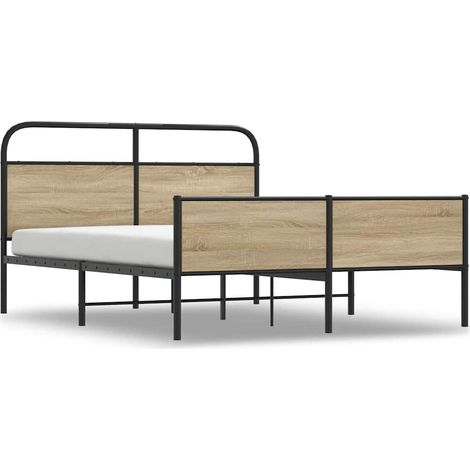 Maison Exclusive - Metallbett ohne Matratze Räuchereiche 160x200