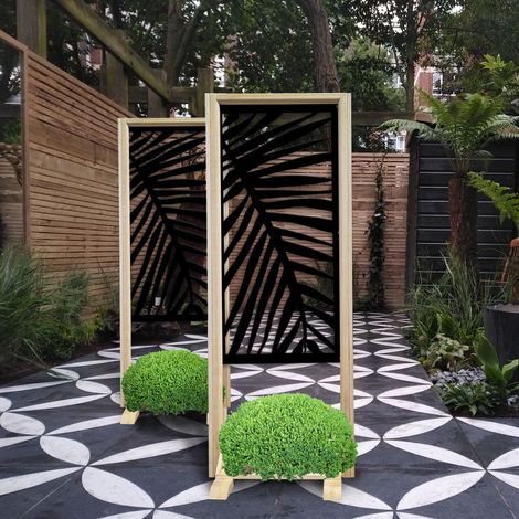 PALMA - Paravent modulable - 70x190 cm - en bois et PVC - Couleur : noir