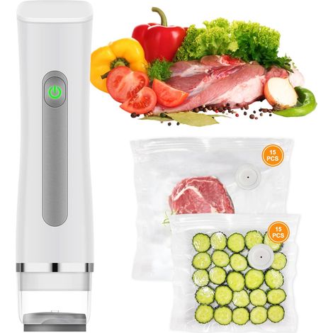 Sigillatrice per alimenti sottovuoto, sigillatrice portatile con 30 sacchetti sottovuoto riutilizzabili, Seal Meal Saver, sigillatrice per alimenti senza fili