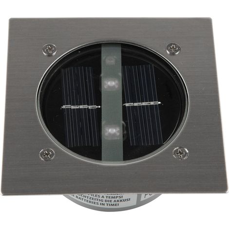 1 Spot de sol carré, énergie solaire, capteur jour/nuit, acier, extérieur (1/5)