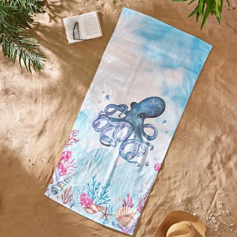 Catherine Lansfield Octopus Telo mare in cotone, 76 x 160 cm, colore: Blu (1/5)