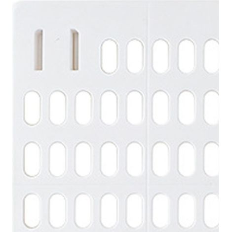 Panneau mural perforé blanc sans perçage pour cuisine, salle de bain, dortoir, étagère murale de rangement avec crochets, grand format. (1/3)