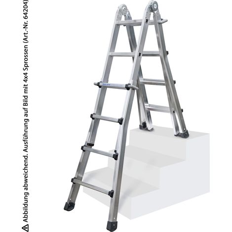 Iller Teleskopleiter, beidseitig begehbar mit 4x5 Sprossen und 6,0m AH