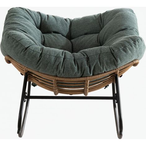 Fauteuil à Bascule - 1 Place - Chenille - Cadre Métal & Ergonomique - 95 x 107 x 83 cm - Lounge - Vert - Salon & Chambre d'Enfant (1/5)