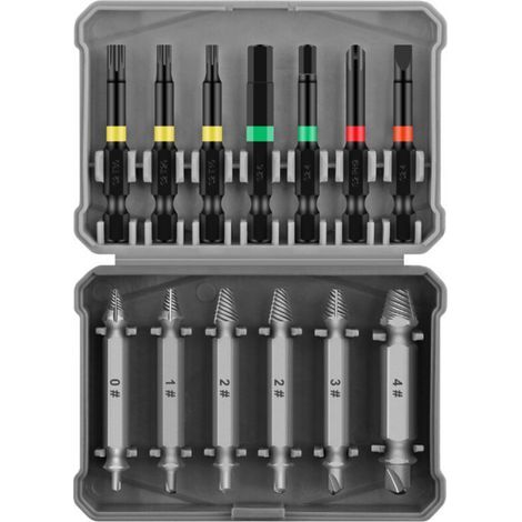 Ausdreher-Set für beschädigte Schrauben – Bohrwerkzeug für Schrauben, Muttern und Bolzen mit beschädigten Köpfen, ideal zum einfachen Entfernen von verrosteten und abgebrochenen Schrauben. (1/5)